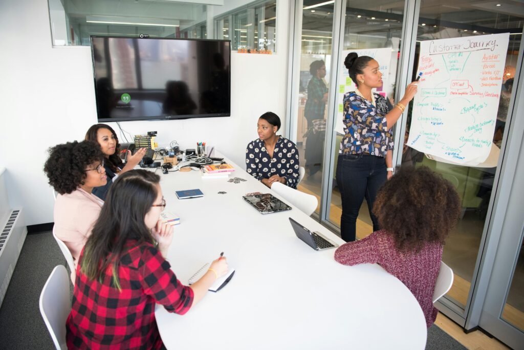 Women in group learning personal branding