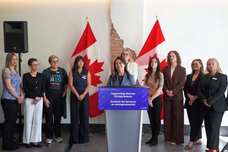 Minister Rechie Valdez Announces $173.7 Million Investment to Support Women Entrepreneurs Across Canada Minister Rechie Valdez speaking at the announcement of new Women Entrepreneurship Strategy funding in Lethbridge, Alberta.