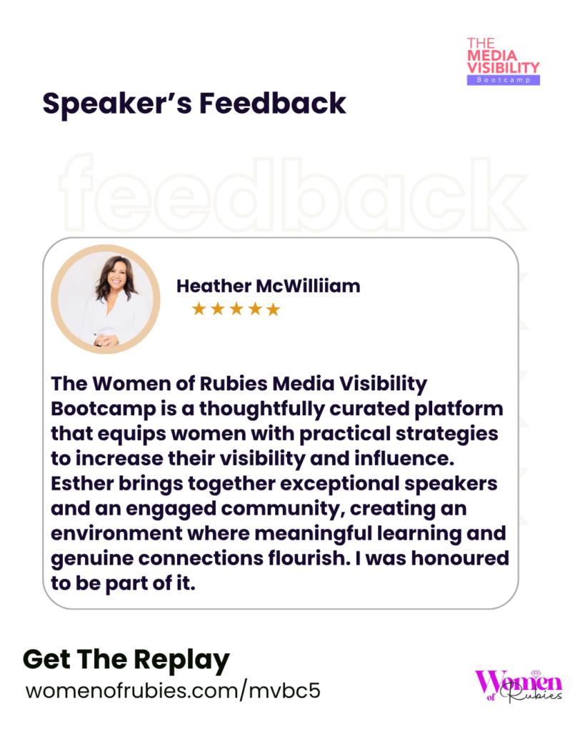 Heather Mcwilliam, Speaker, Women of Rubies Media Visibility Bootcamp