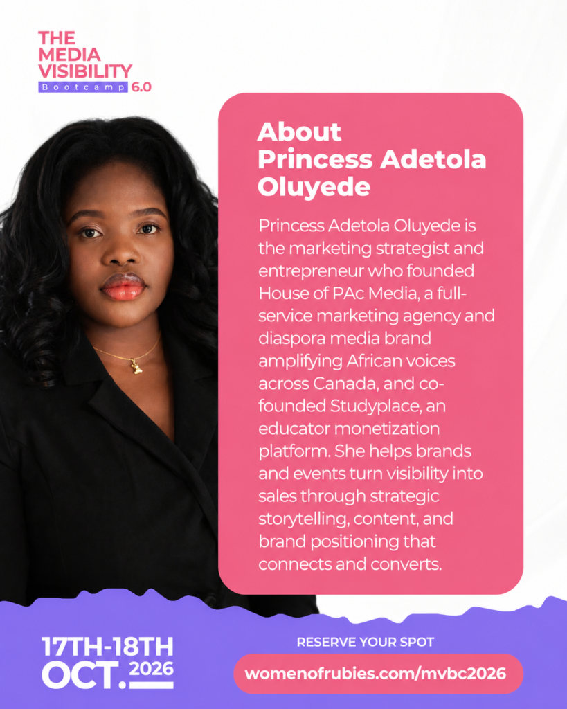 Princess Adetola Oluyede speaker at Media Visibility Bootcamp 6.0