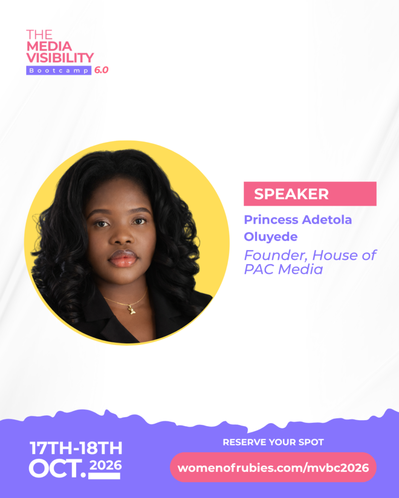 Princess Adetola Oluyede, panelist at Women of Rubies Media Visibility Bootcamp 6.0