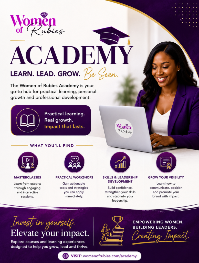 Women of Rubies Academy masterclasses and bootcamps for women building communication, visibility, branding, and business skills.